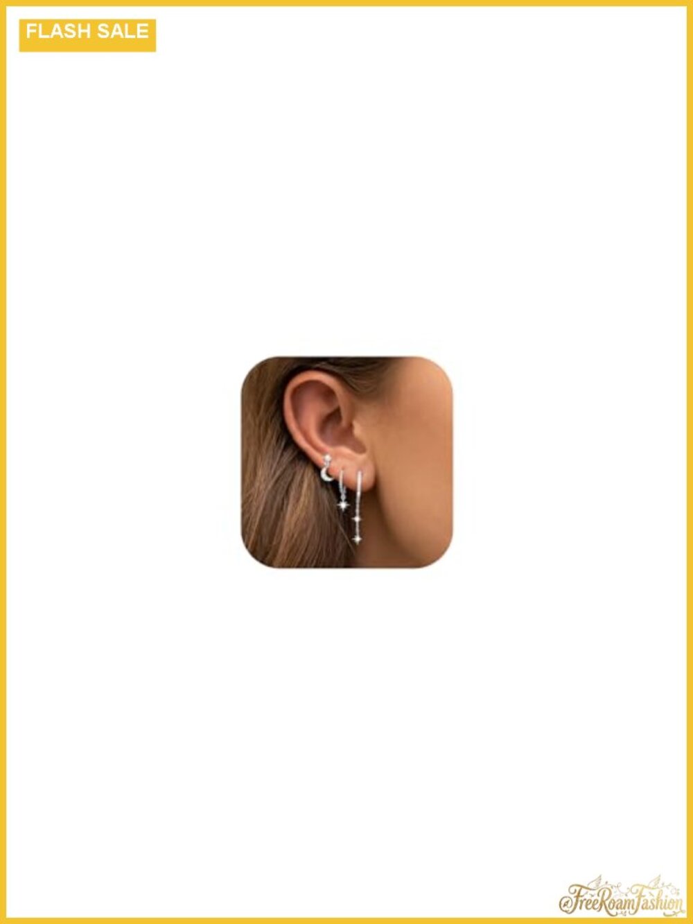 3 Pairs Silver Dainty Stud Hoop Earrings Set for Three Holes Women CZ Butterfly